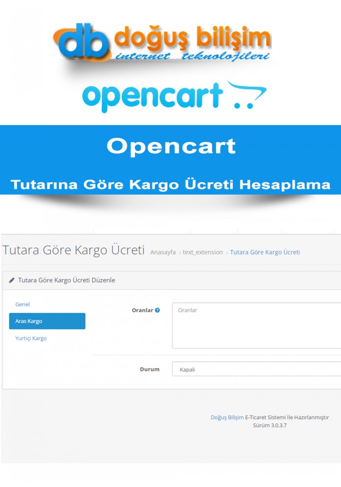 Opencart Sipariş Tutarına Göre Kargo Ücreti Hesaplama Modülü