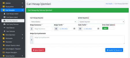 Cari Alış Faturası
