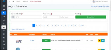 Pazaryeri Ürün Listesi