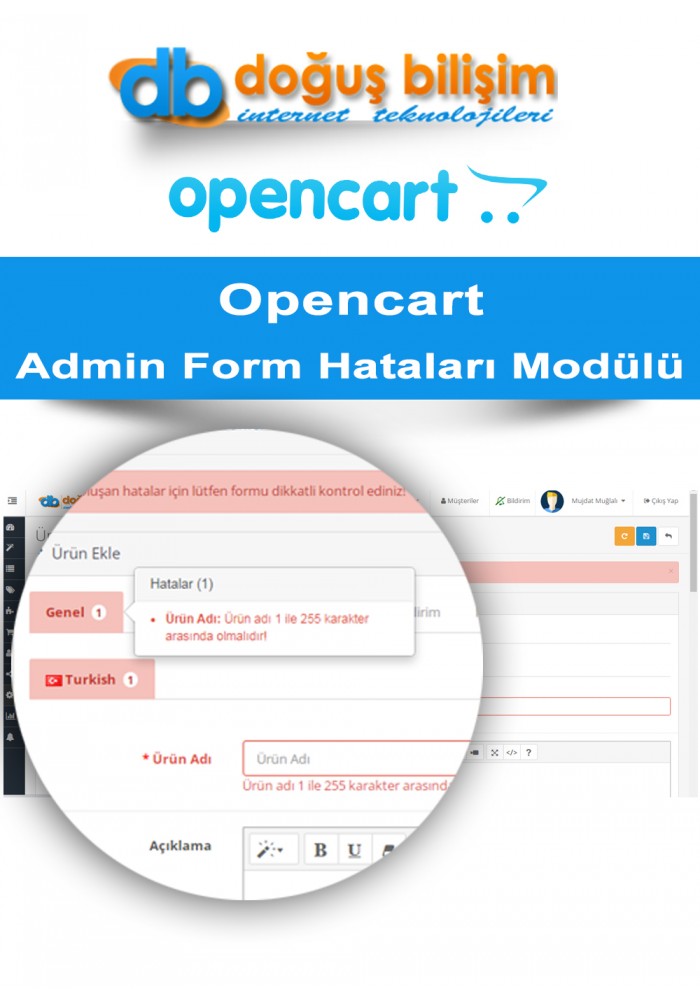 Opencart Admin Panelinde Form Hatalarını Gösterme Modülü