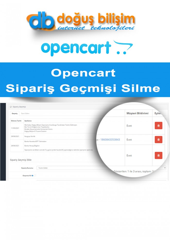 Opencart Admin Panelinde Sipariş Geçmişi Silme Modülü