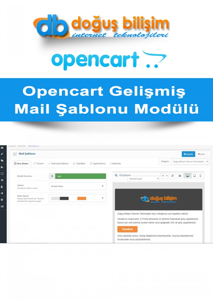 Opencart Gelişmiş Mail Şablonu Modülü