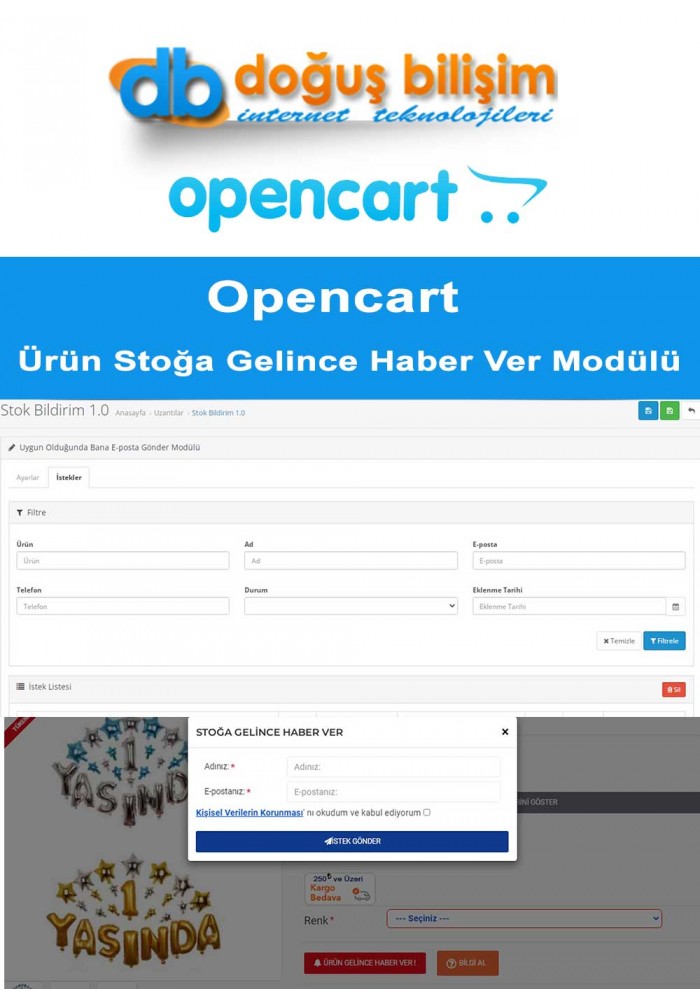 Opencart Ürün Stoğa Gelince Haber Ver Modülü